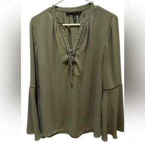 White House black market bell sleeve blouse with front tie size 12